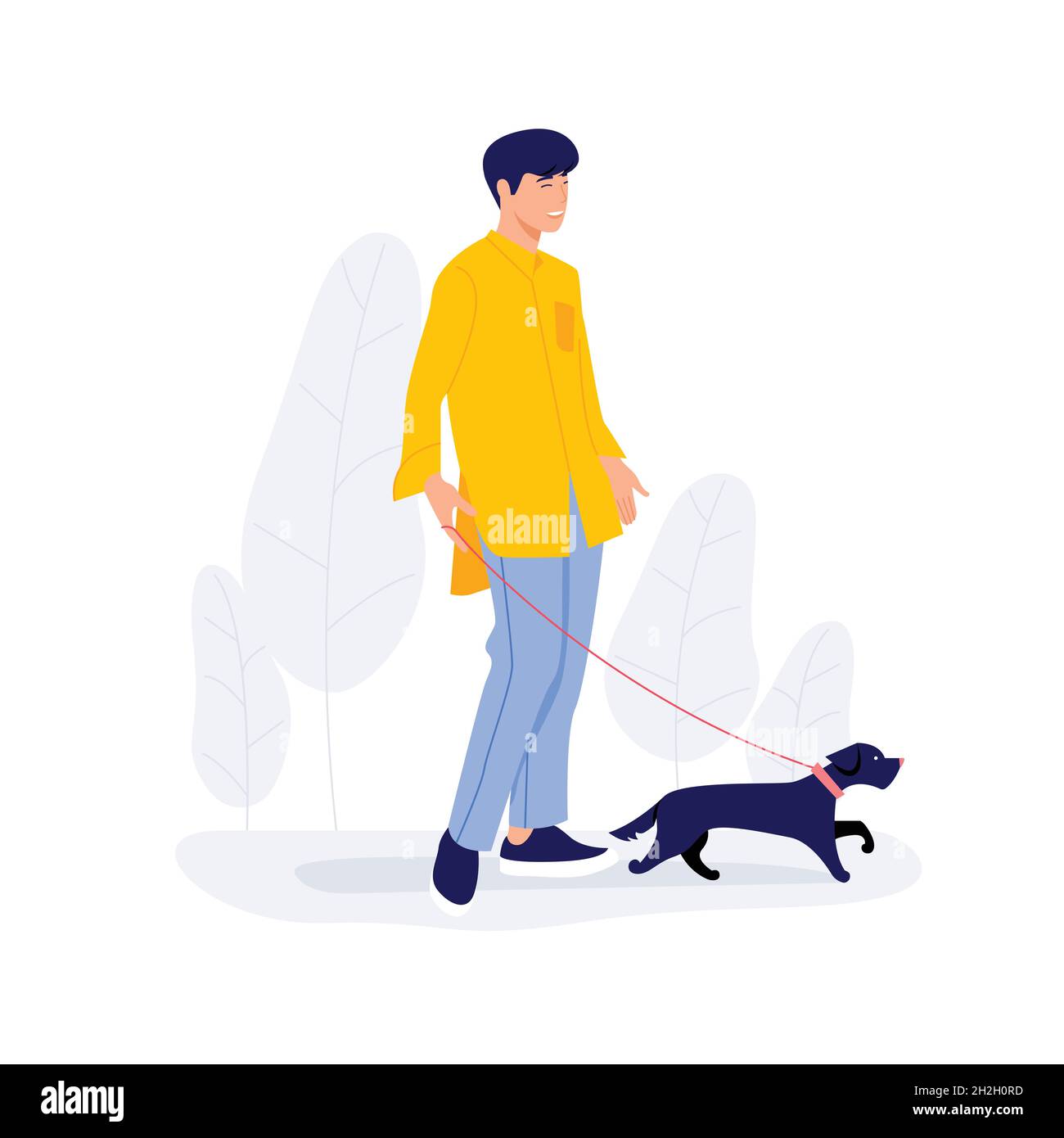Man walking with little dog Vector illustration Stock Vector Image ...
