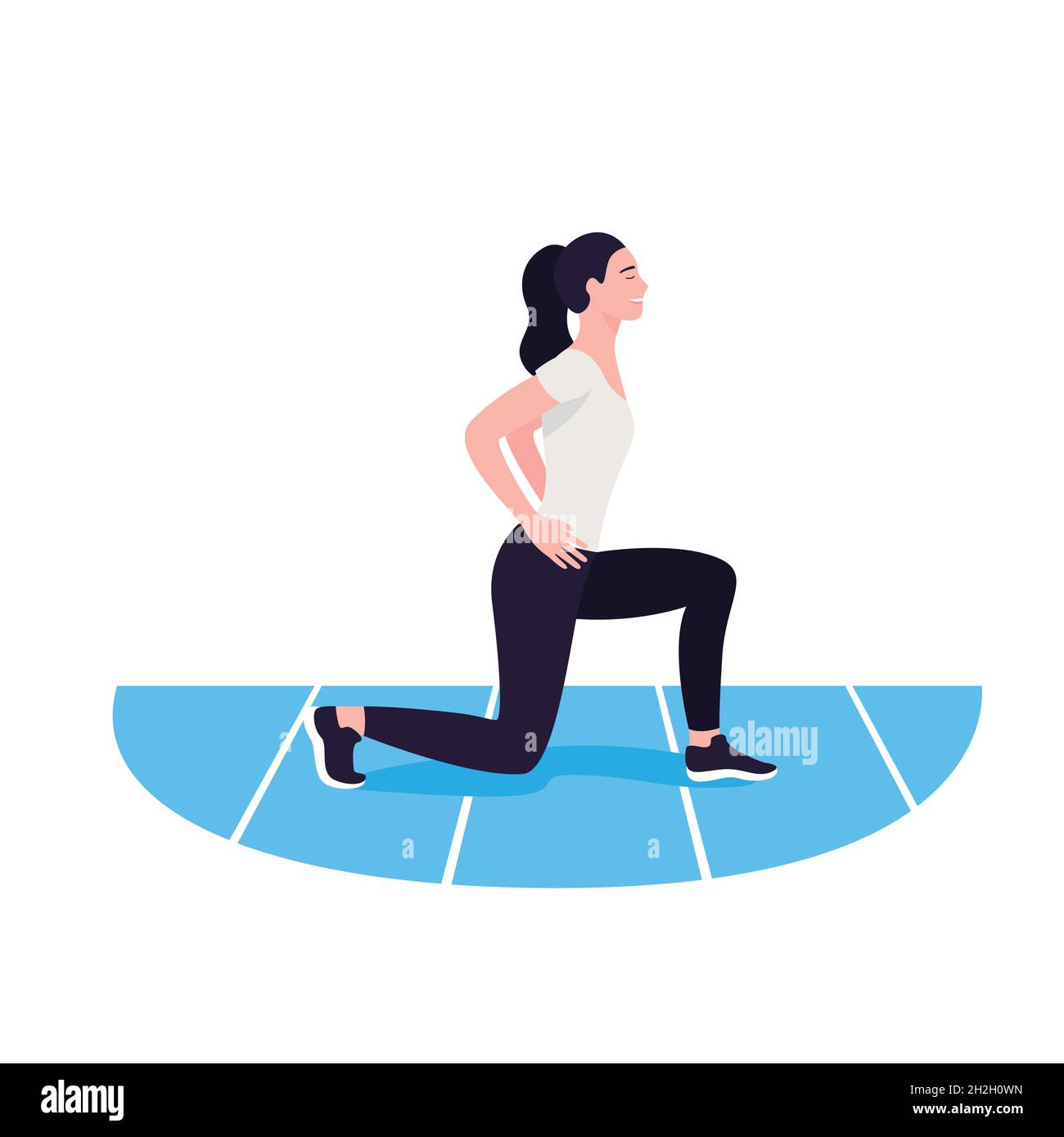 Fit woman exercising. Warmup. Girl do sports workout Stock Vector