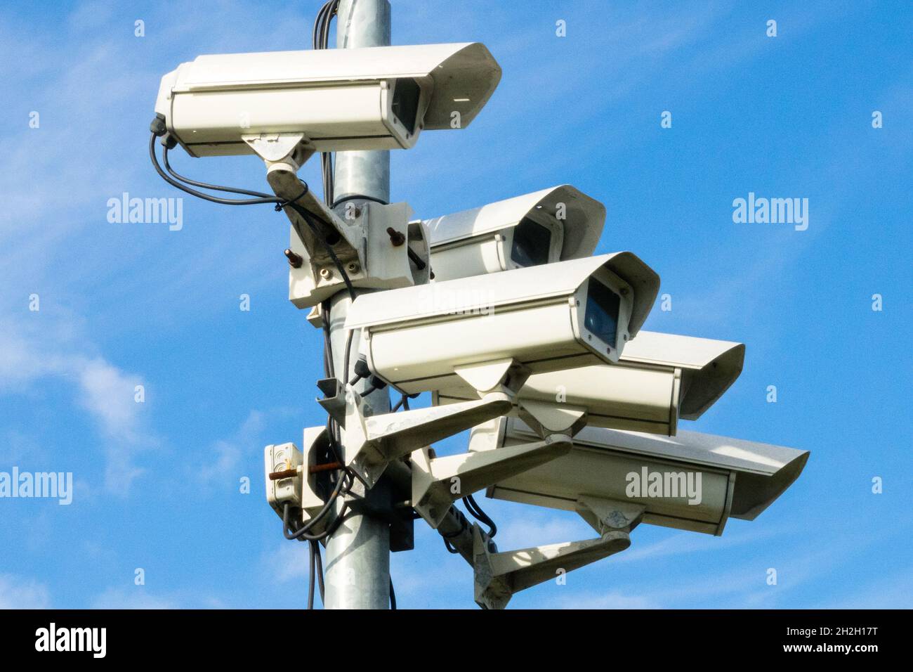 Surveillance cameras CCTV cameras monitoring public space Germany Stock Photo
