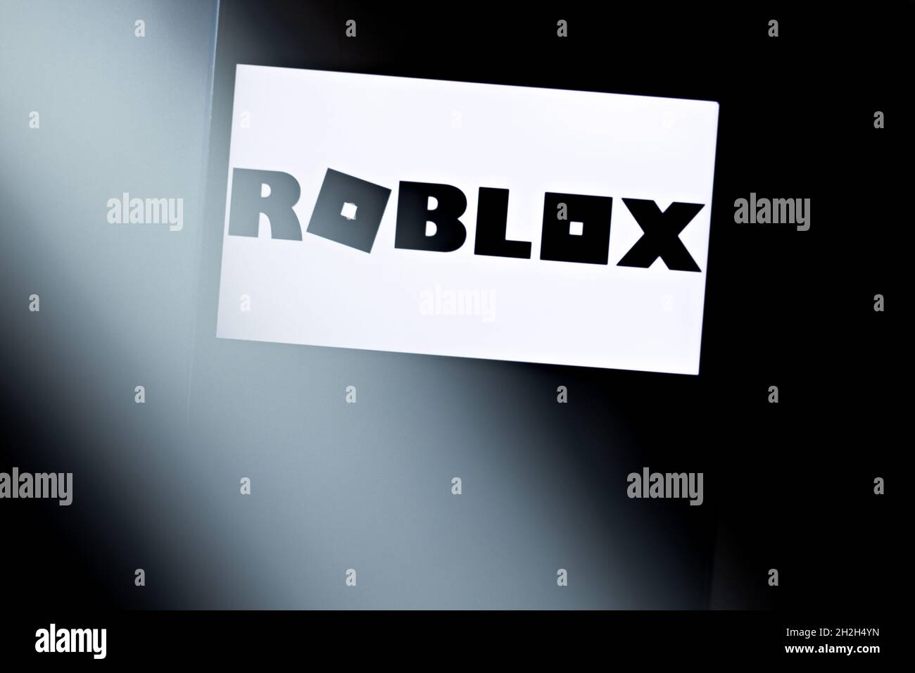 In this photo illustration Roblox logo seen displayed on a smartphone.  Roblox is a multiplayer online game and video game creation system Stock  Photo - Alamy