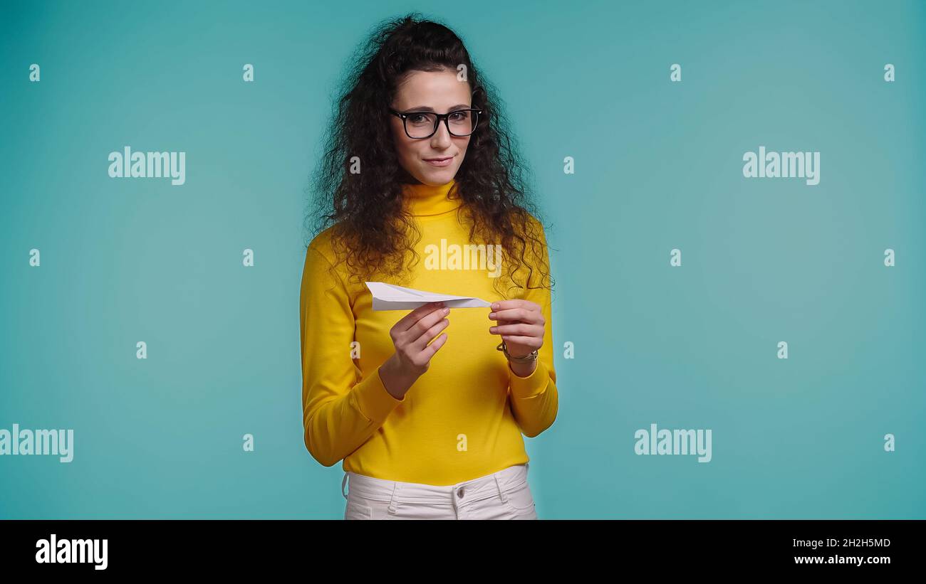 Woman white paper plane hi-res stock photography and images - Alamy