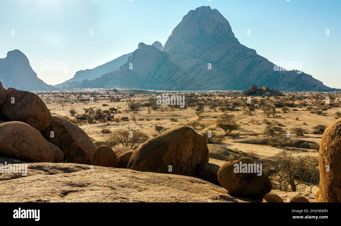 The ancient granite of Spitzkoppe Namibia Africa Stock Photo