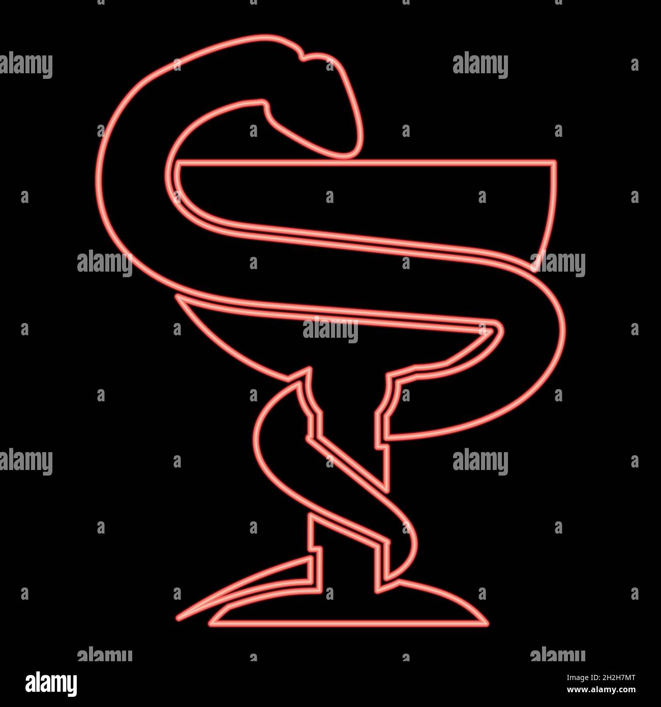 Neon snake and cup red color vector illustration flat style light image Stock Vector