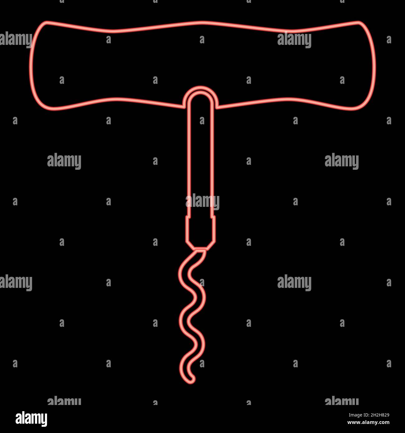 Neon corkscrew red color vector illustration flat style light image Stock Vector