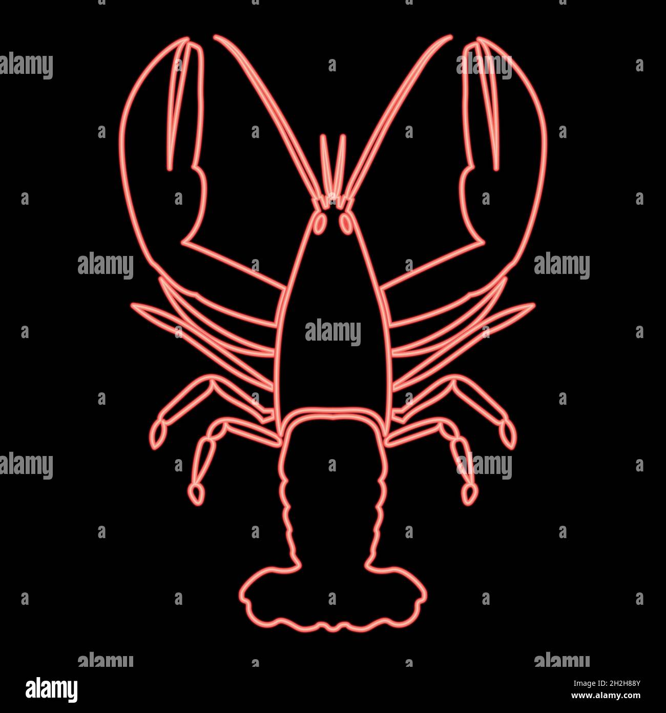 Neon craw fish red color vector illustration flat style light image Stock Vector