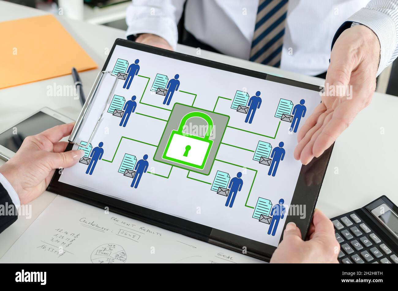 Personal data security concept shown by a businessman Stock Photo