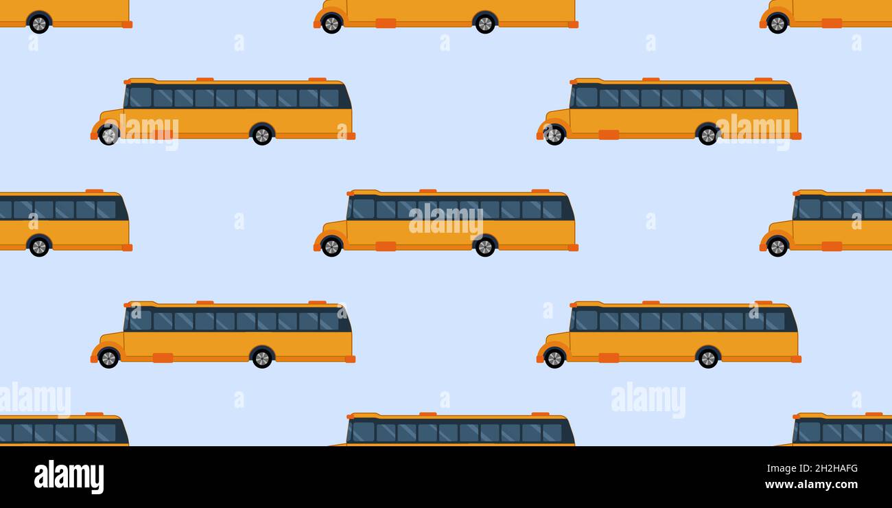 School bus seamless pattern vector. School pattern background. Stock Vector