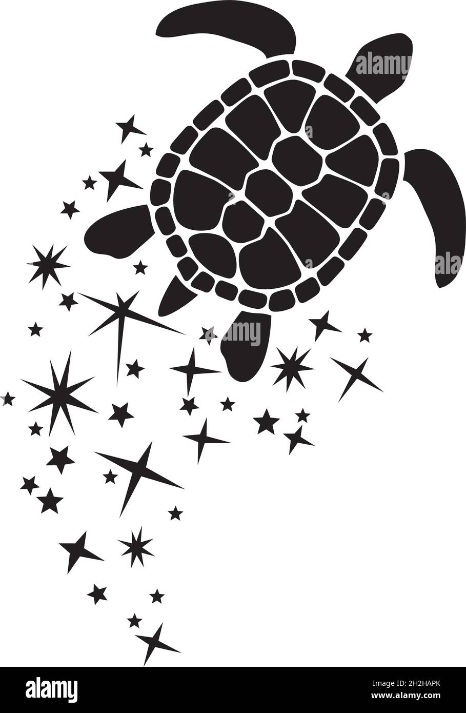 Turtle with stars and sparkles vector illustration Stock Vector