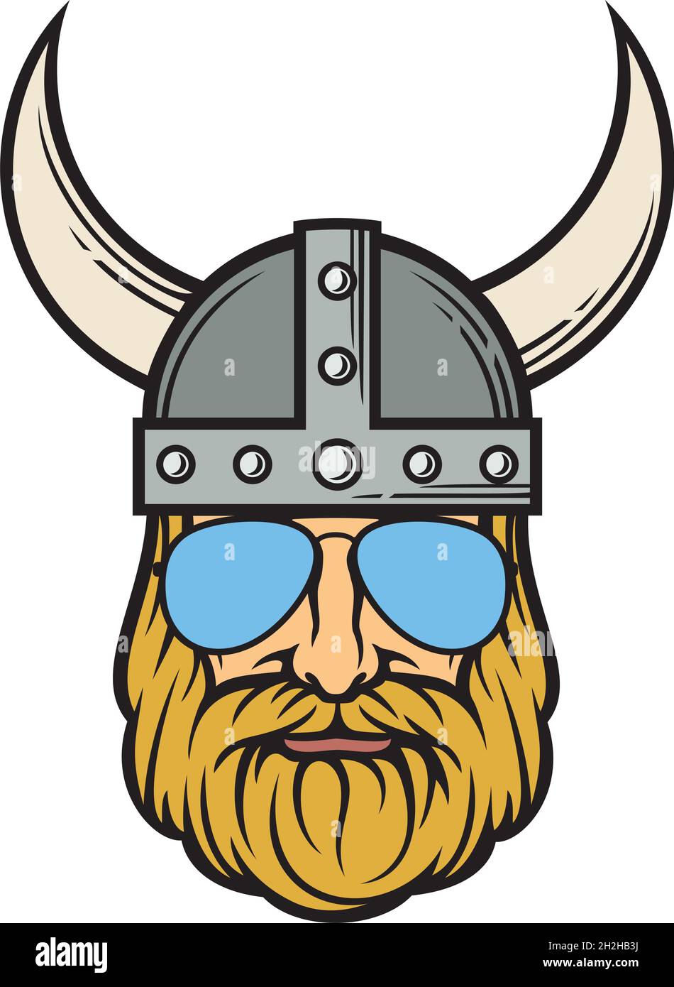 Viking head with aviator sunglasses vector illustration Stock Vector