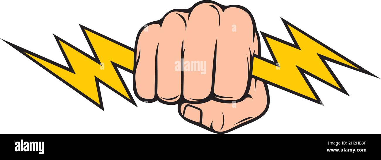 Hand Holding Lightning Bolt (Fist) vector illustration Stock Vector