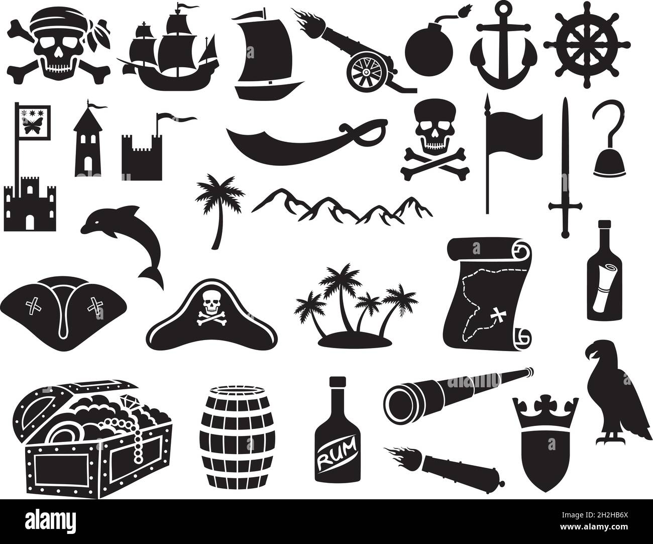 Pirates icons set vector illustration Stock Vector