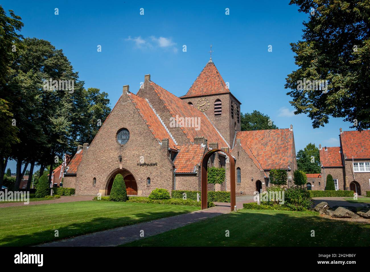 The new Roman Catholic Mattheus church in the village called Eibergen, in the province of Gelderland, region 'Achterhoek', the Netherlands Stock Photo