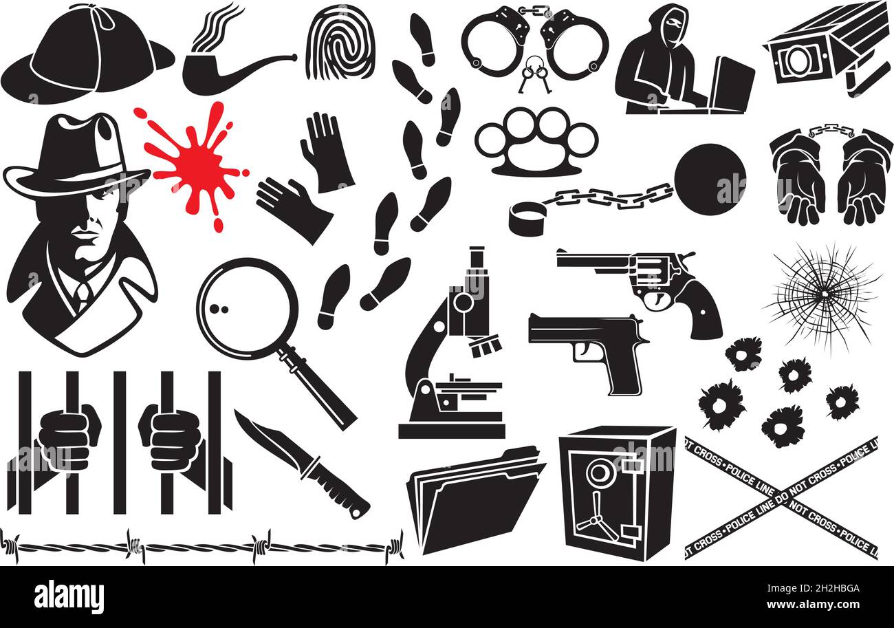 Detective icons set vector illustration Stock Vector