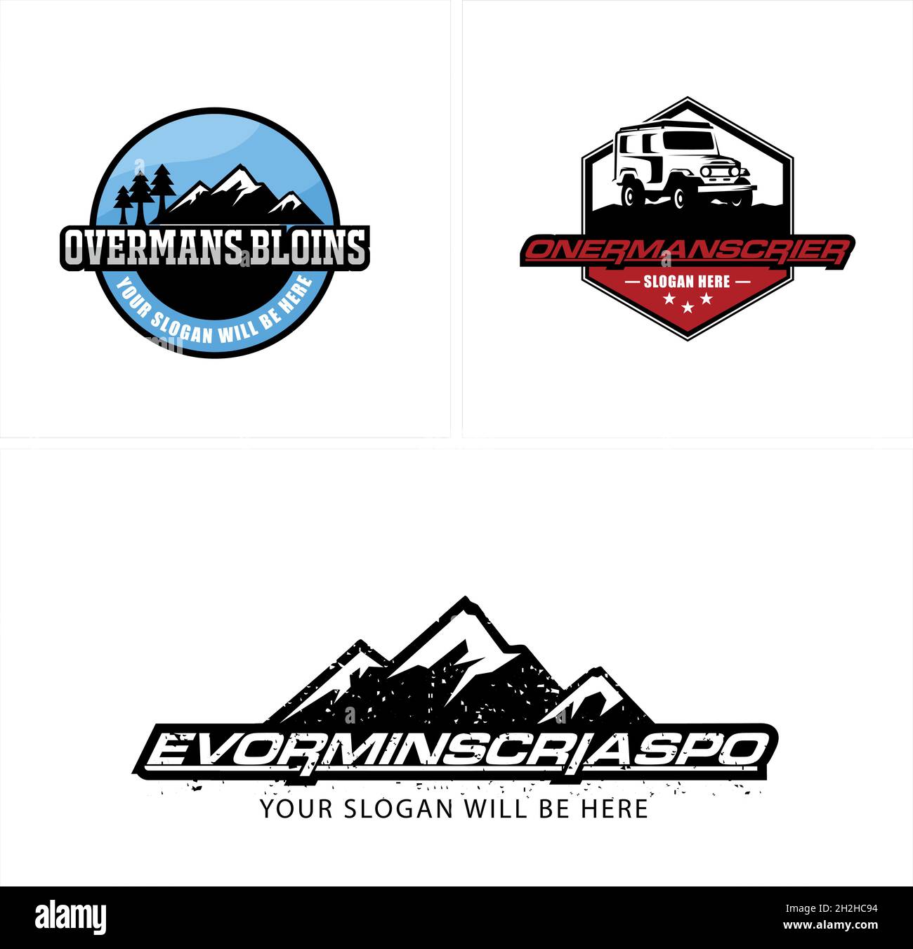 Set of badge adventure recreation off-road car mountain logo design Stock Vector