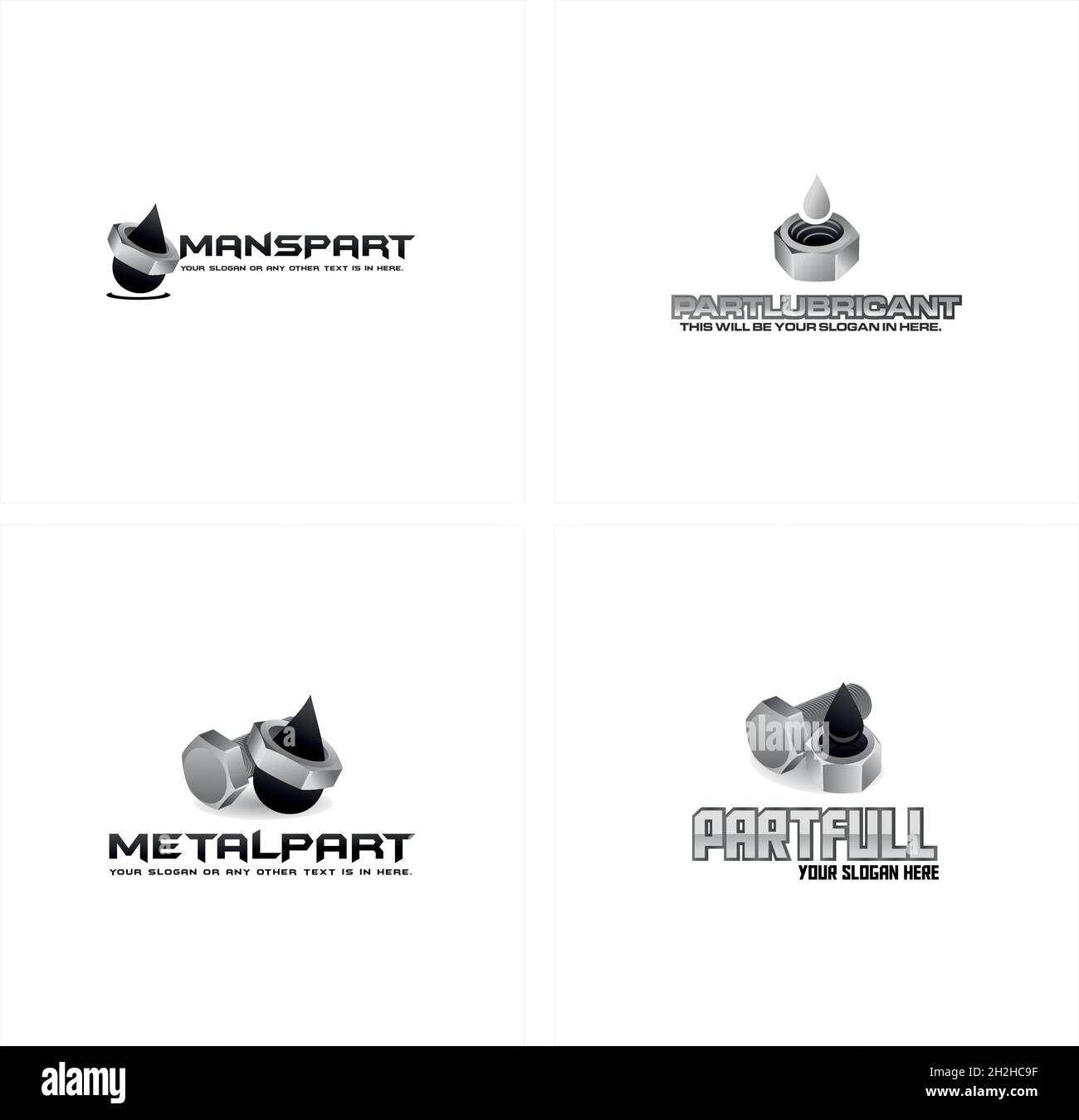 Industrial business store droplets lubricant bolt logo design