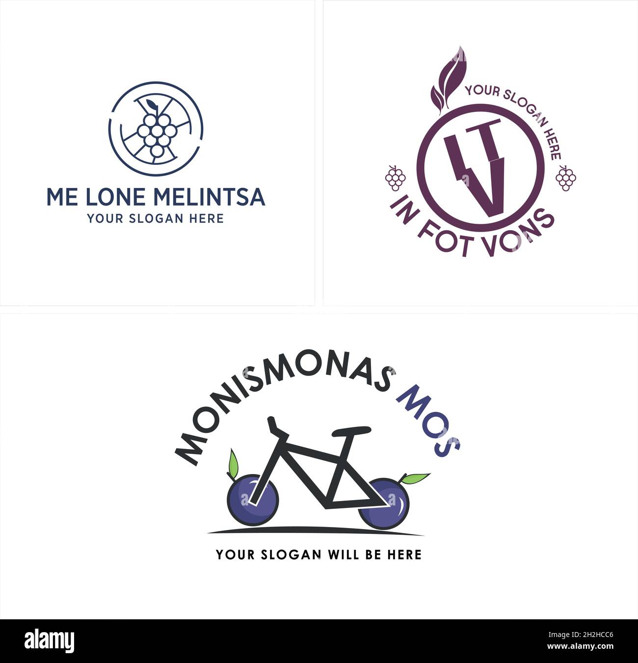 Modern agriculture fruit grape bicycle logo design Stock Vector