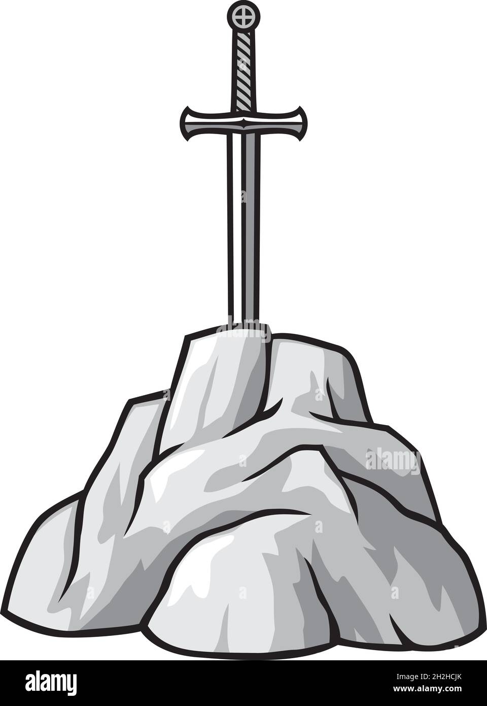 King Arthur's sword Excalibur in the stone vector illustration Stock Vector