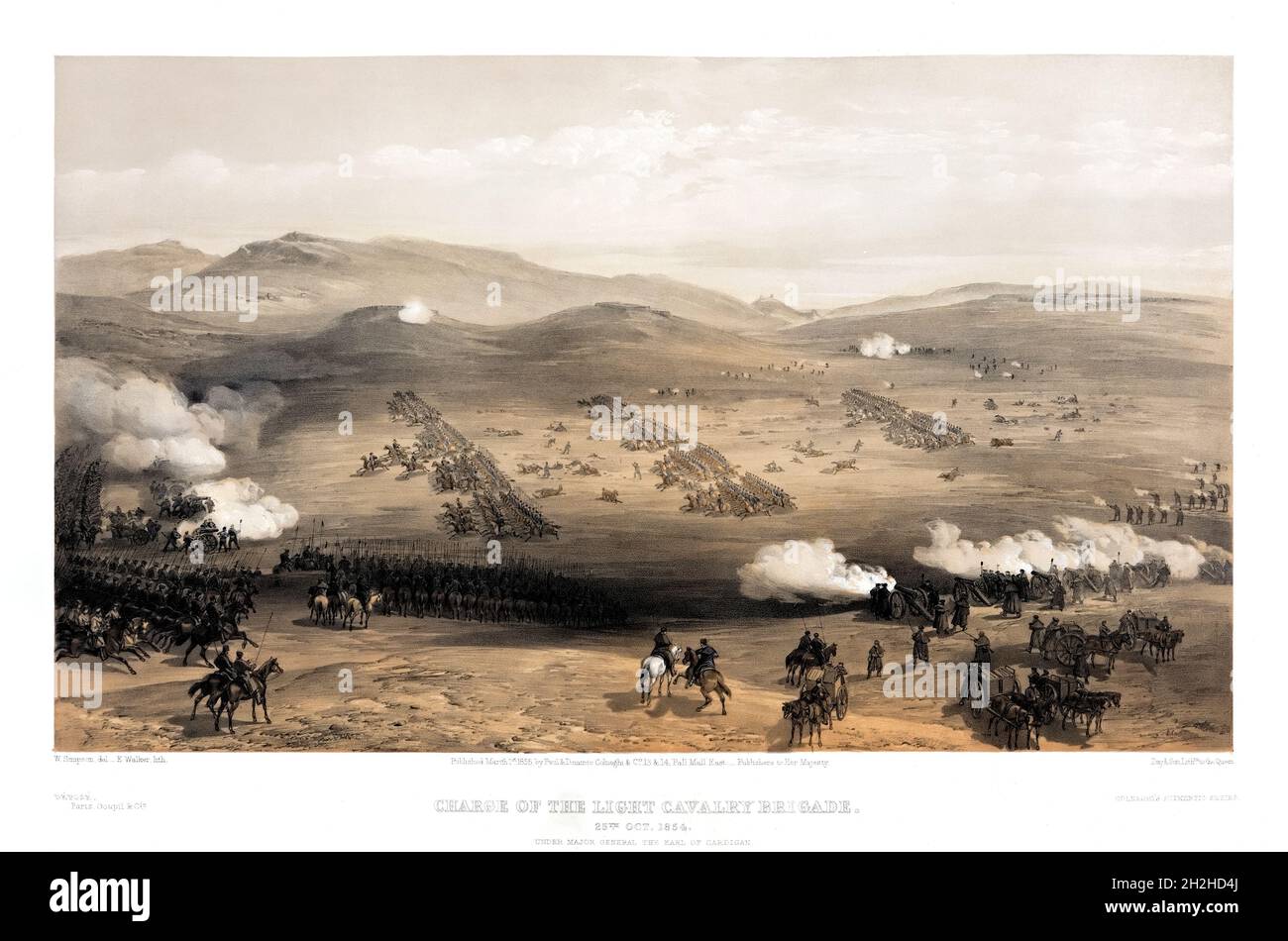 Charge of the light cavalry brigade, 25th Oct. 1854, under Major General the Earl of Cardigan by William Simpson Stock Photo
