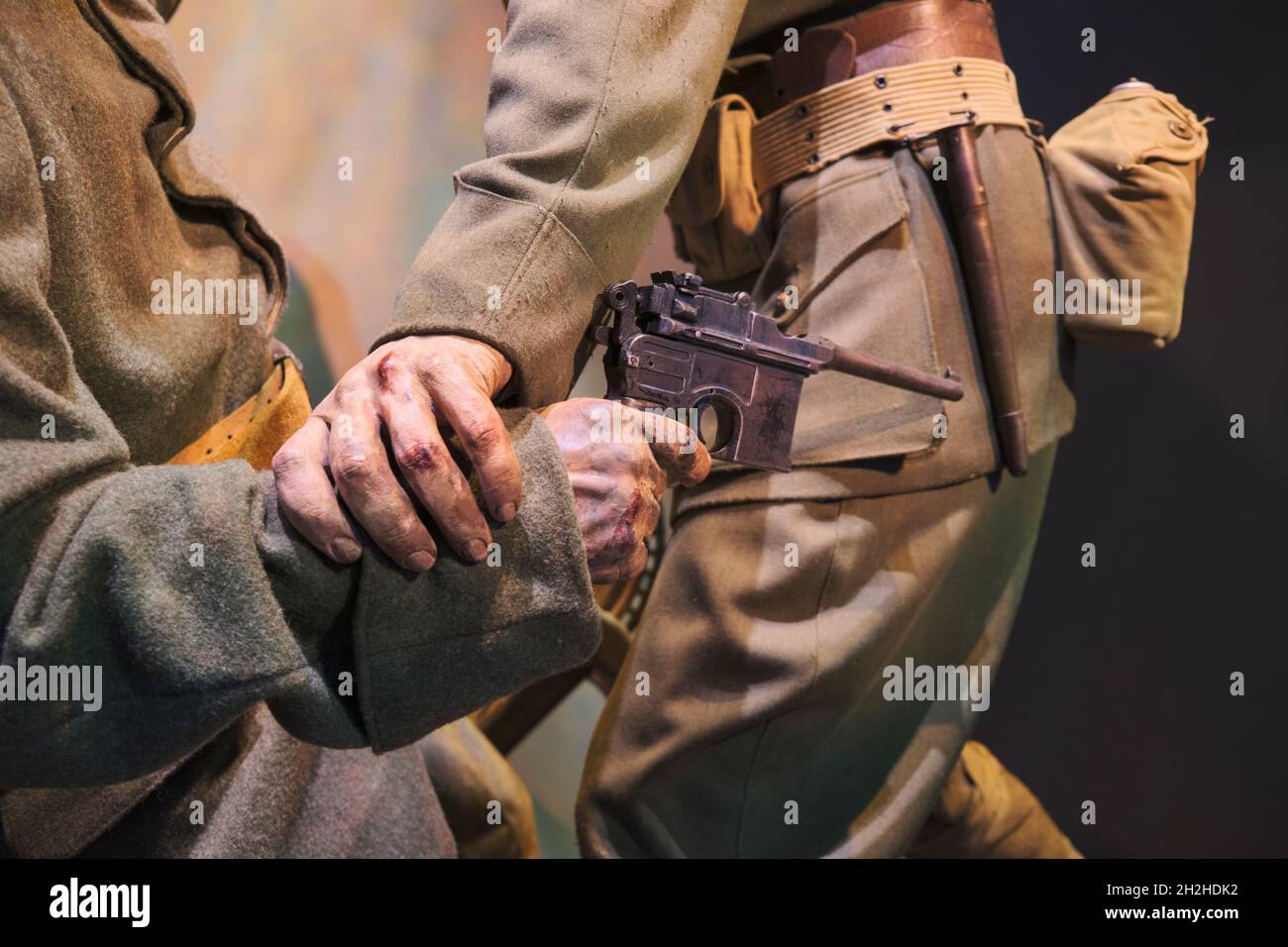Hand to hand combat in France during WWI with a Mauser Red 9 C/96 pistol.. At the National Museum of the Marine Corps Heritage Center in Virginia.At t Stock Photo