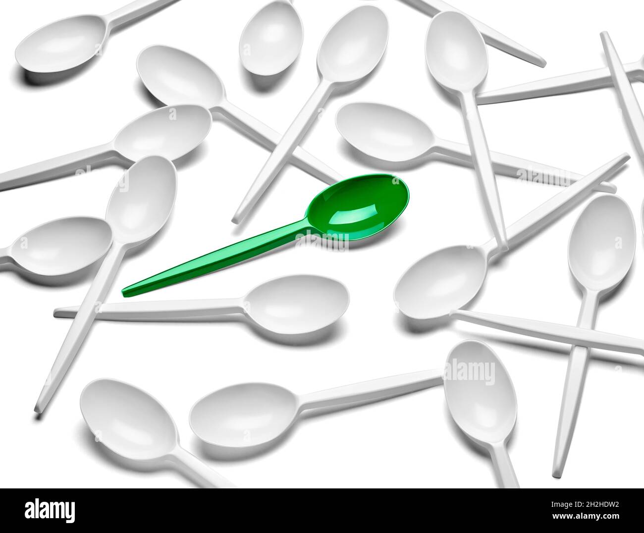 plastic cutlery spoon fork knife utensil recycling disposable Stock