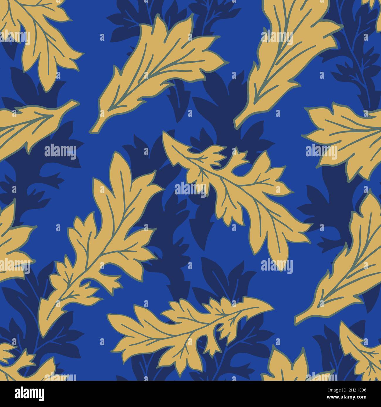 Acanthus leaf vector seamless pattern background. Arts and crafts style