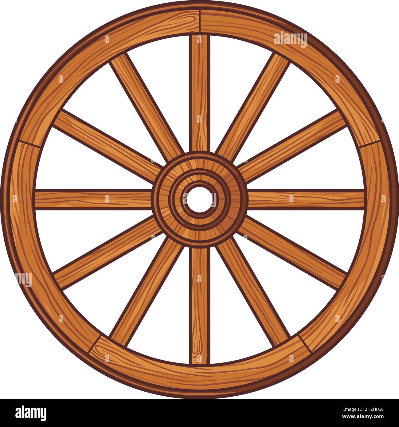 Old wooden wheel vector illustration Stock Vector