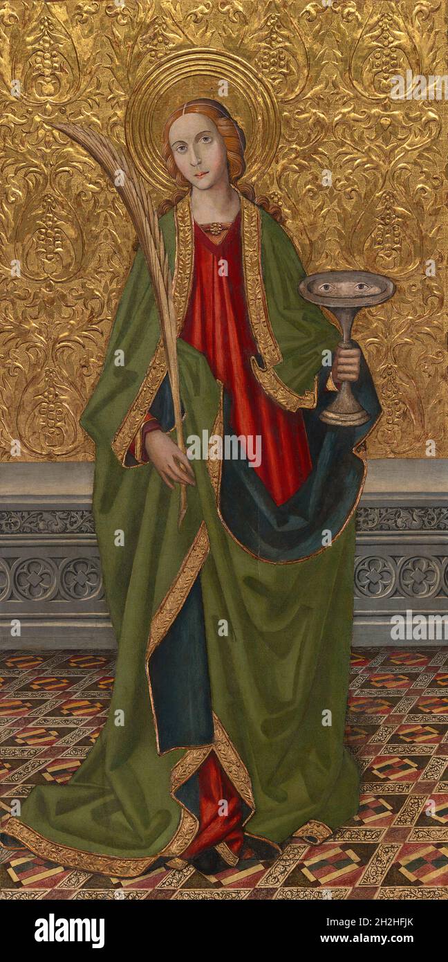 Saint Lucy, About 1500. [In medieval accounts, St Lucy's eyes were gouged out before she was executed]. Stock Photo