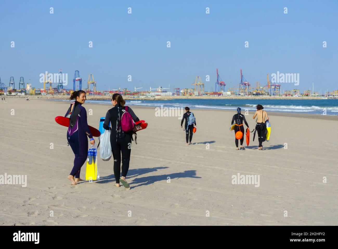 Valencia El Saler beach Spain Valencia port background Stock Photo