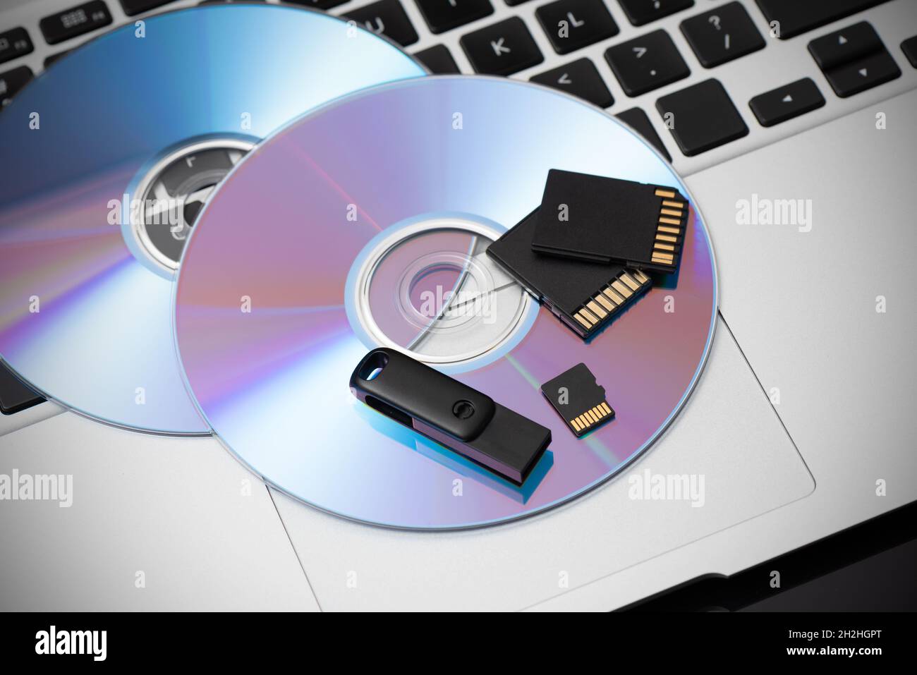 Multiple storage devices, data security, digital data storage Stock Photo