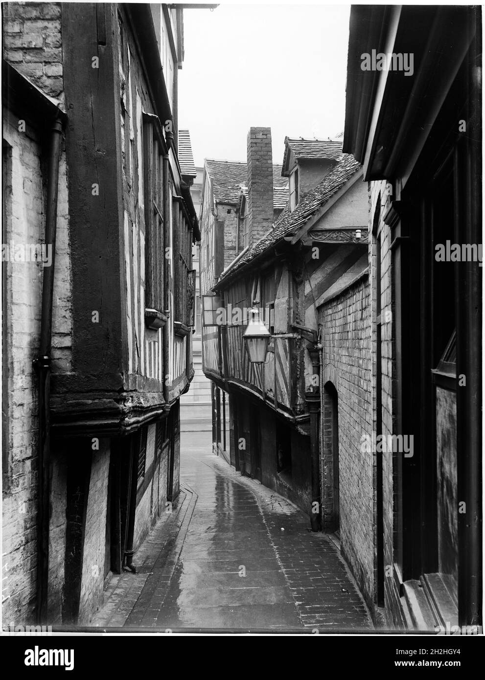 Grope Lane, Shrewsbury, Shropshire, 1922. A view looking west along Grope Lane. Stock Photo
