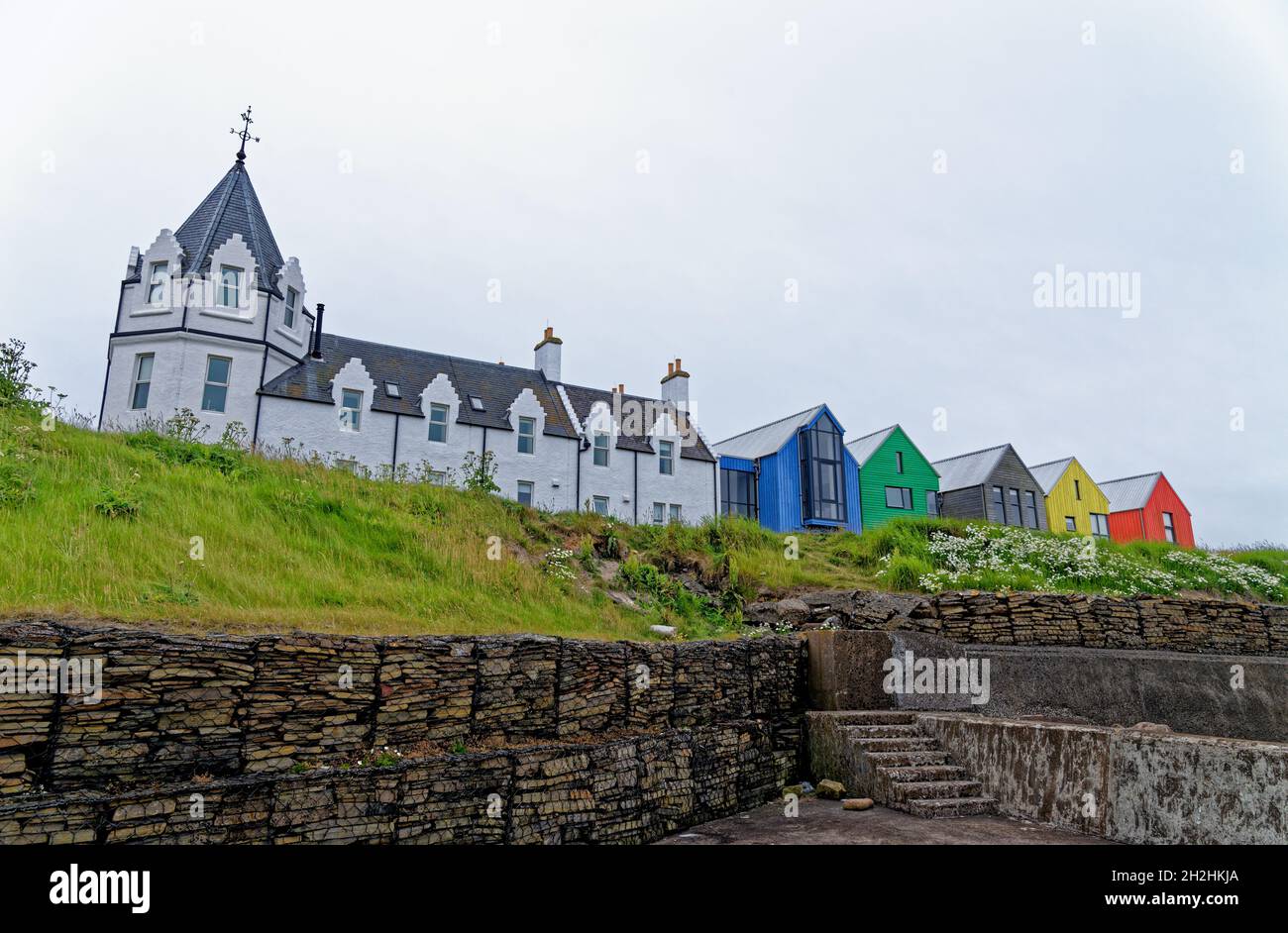 The Inn at John o'Groats hotel on the North Coast 500 tourist motoring route in northern Scotland, UK - 18th of July 2021 Stock Photo