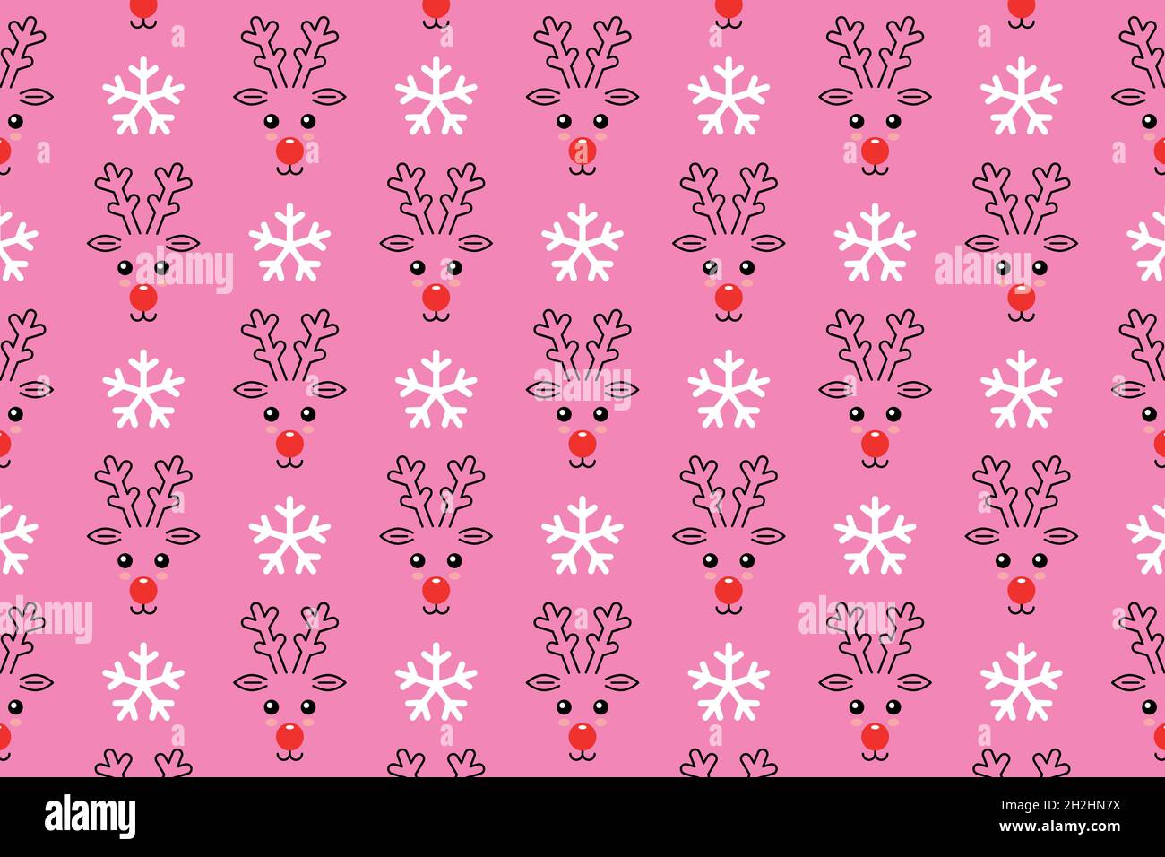 Christmas deer seamless pattern. Cute deer snow Stock Vector