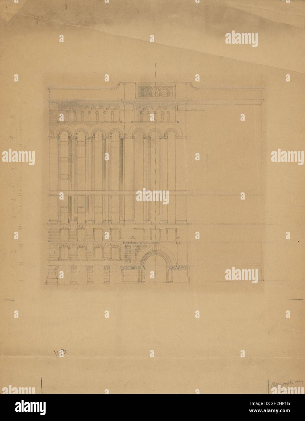 Mills Building, San Francisco, California, Design Sketch, c. 1890. Stock Photo