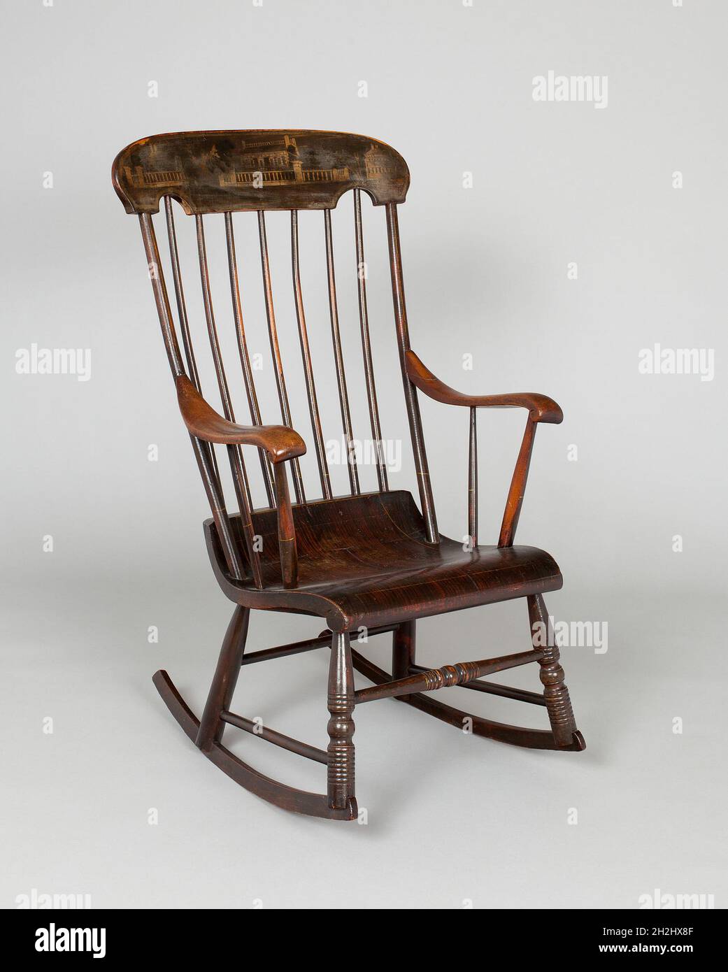Rocking Chair - 1850/65 - American New England. White pine, walnut, and  maple. 1850 - 1865 Stock Photo - Alamy