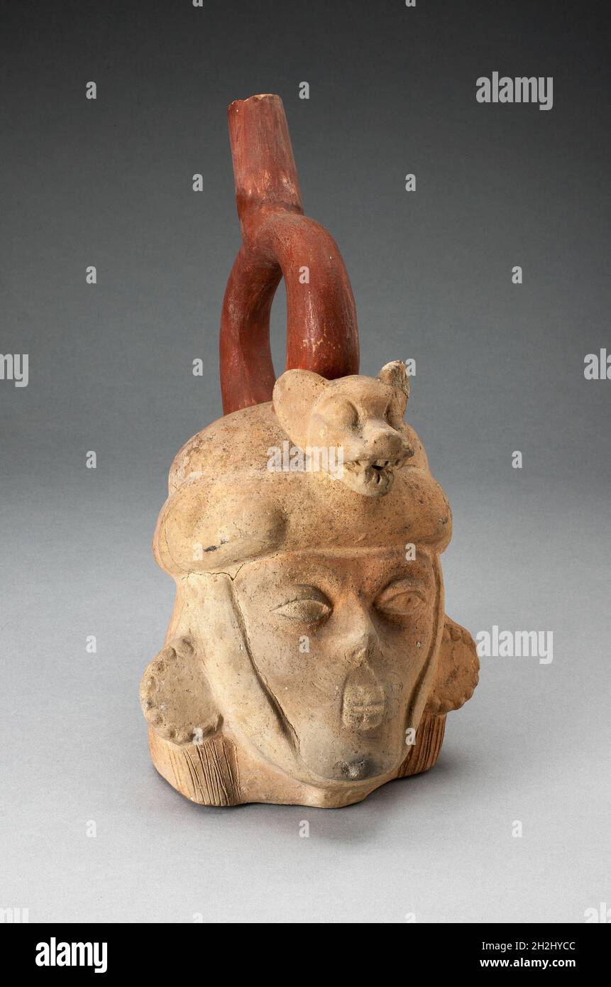 Portrait Vessel of a Ruler with Feline Headdress and Facial Deformities