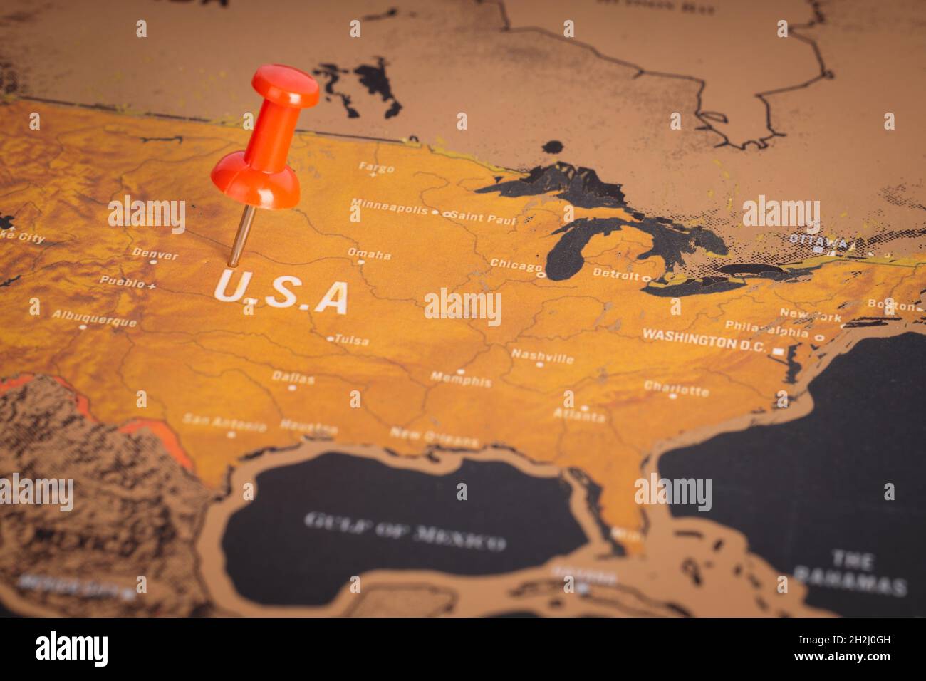 Location USA, United States of America, map with red push pin pointing ...