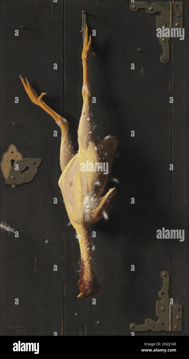 For Sunday's Dinner, 1888. A plucked chicken, a few stray feathers