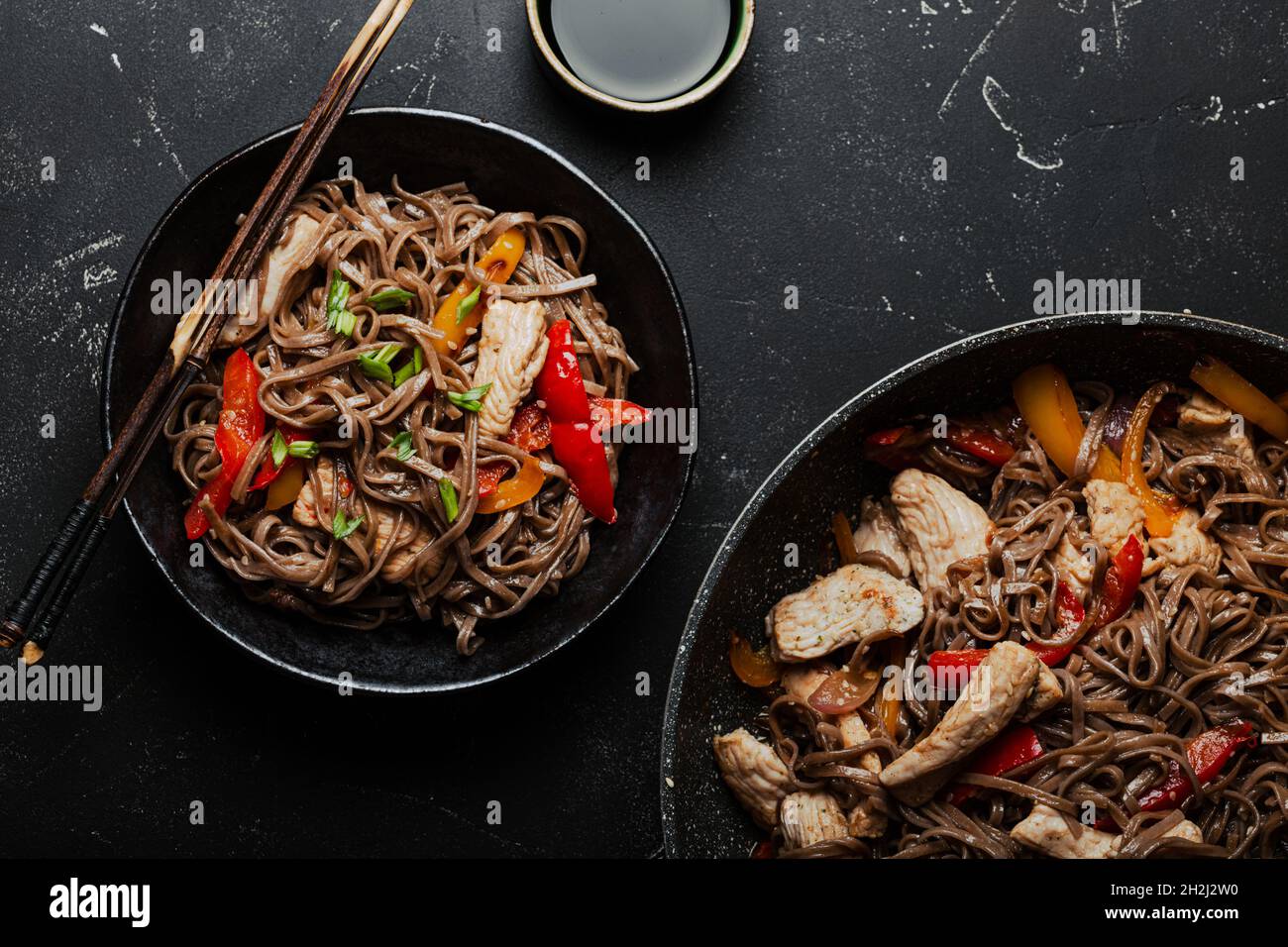 Asian soba chicken noodles Stock Photo - Alamy