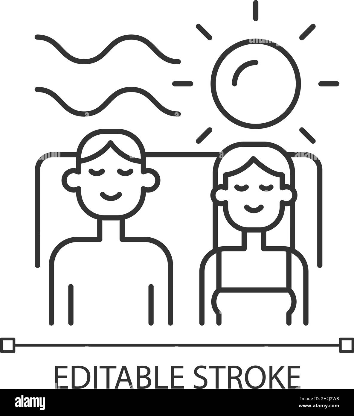 Couple spending vacation together linear icon Stock Vector