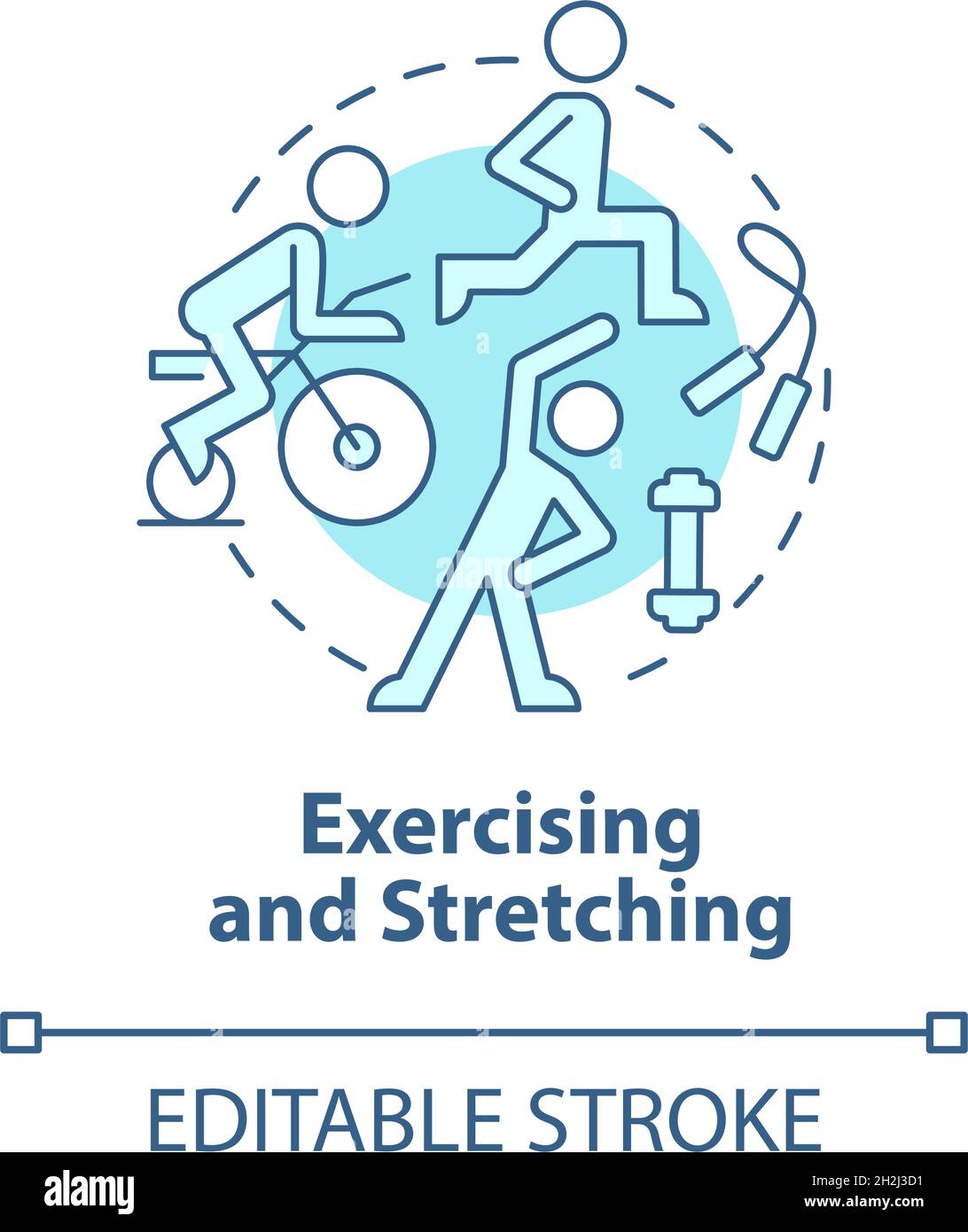 Exercising and stretching blue concept icon Stock Vector
