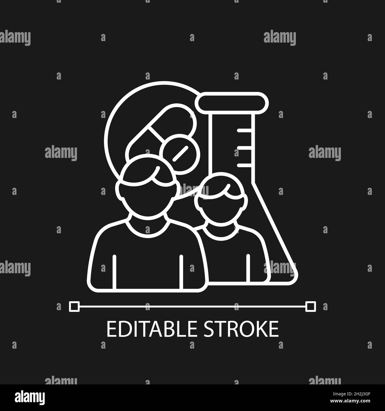 Multi-arm multi-stage trials white linear icon for dark theme Stock ...
