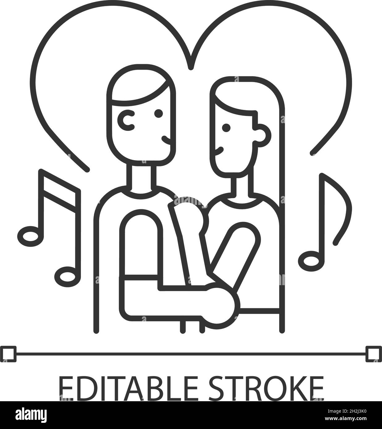 Couple dancing linear icon Stock Vector