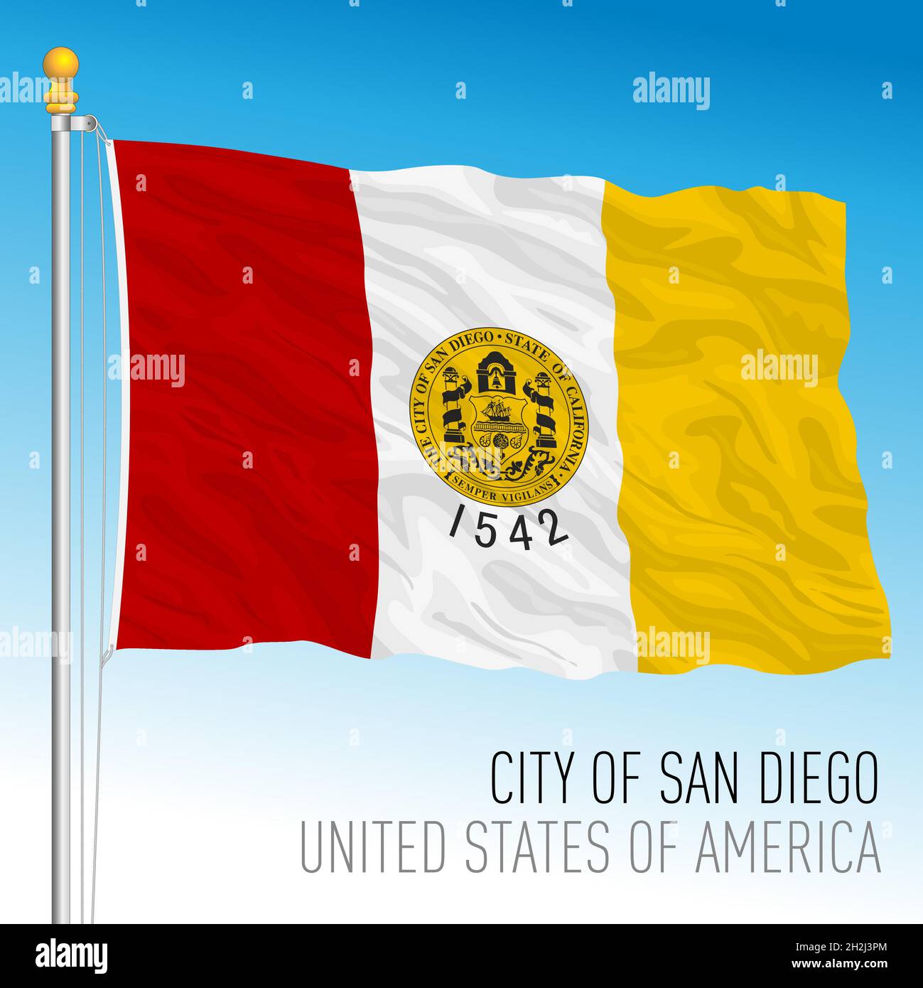 City of San Diego flag, California, United States, vector illustration Stock Vector
