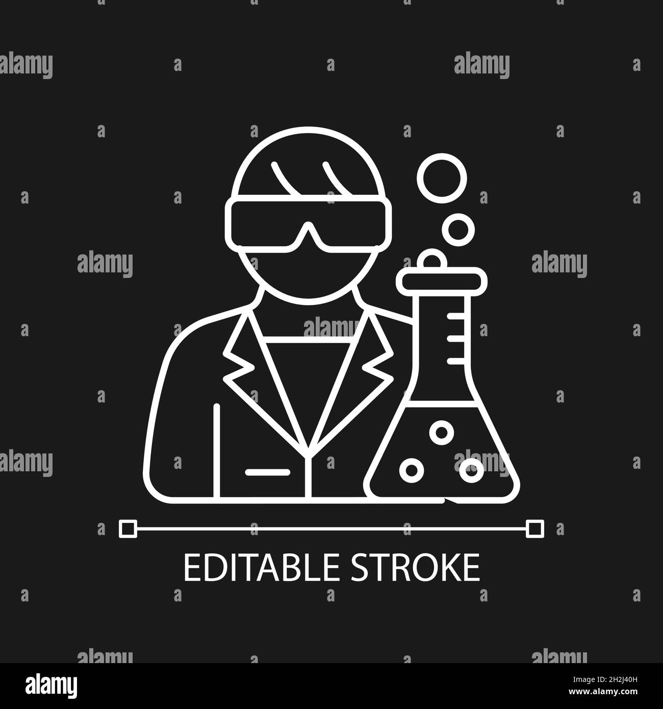 Medical researcher white linear icon for dark theme Stock Vector Image ...