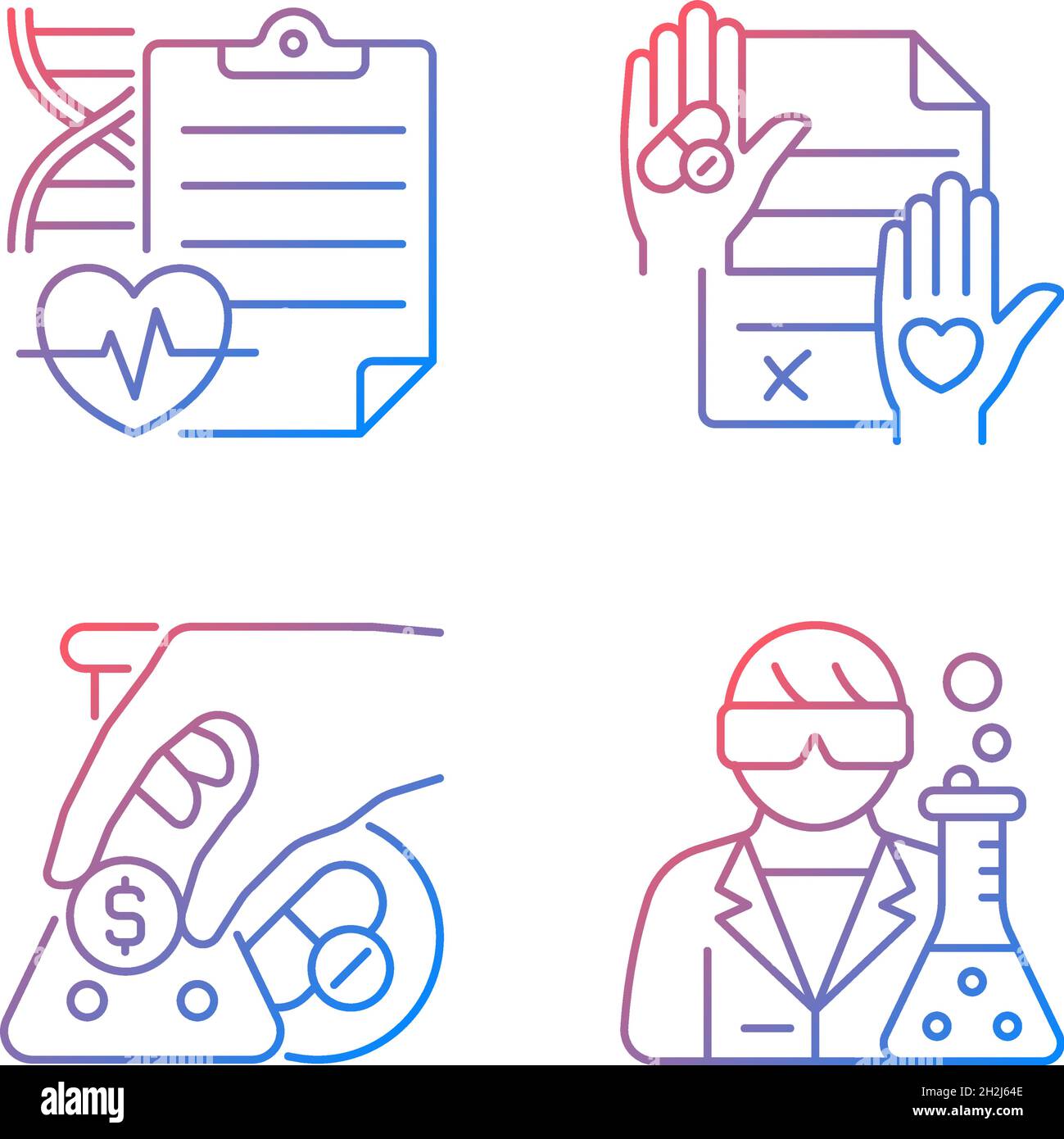 Experimental research gradient linear vector icons set Stock Vector