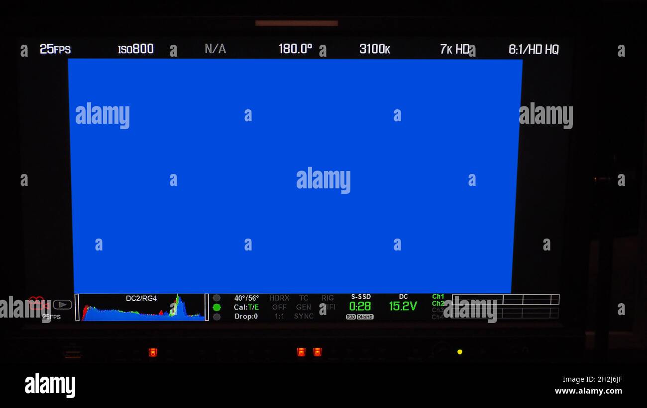 Video recording screen. Professional camera viewfinder frame on monitor  screen. Screen showing status of red green blue color graph FPS and ISO  number Stock Photo - Alamy