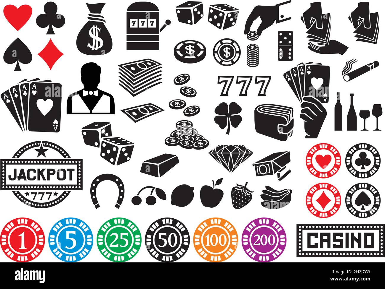 Casino or gambling icons vector illustration Stock Vector