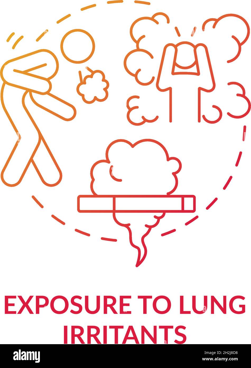 Exposure to lung irritants red gradient concept icon Stock Vector