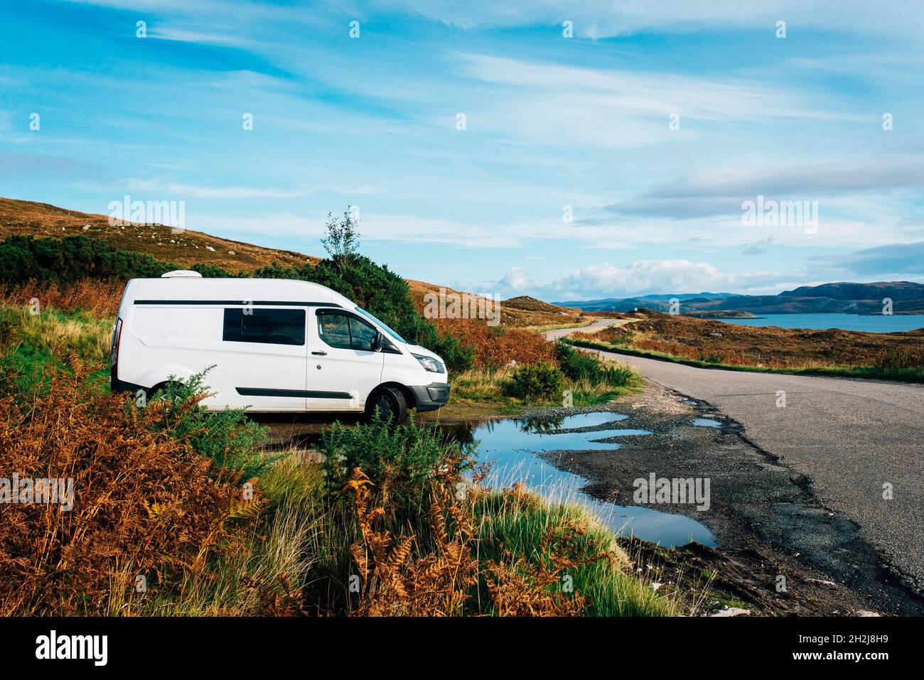 a campervan wild camping along the nc 500 north coast 500 route in the scottish highlands Stock Photo