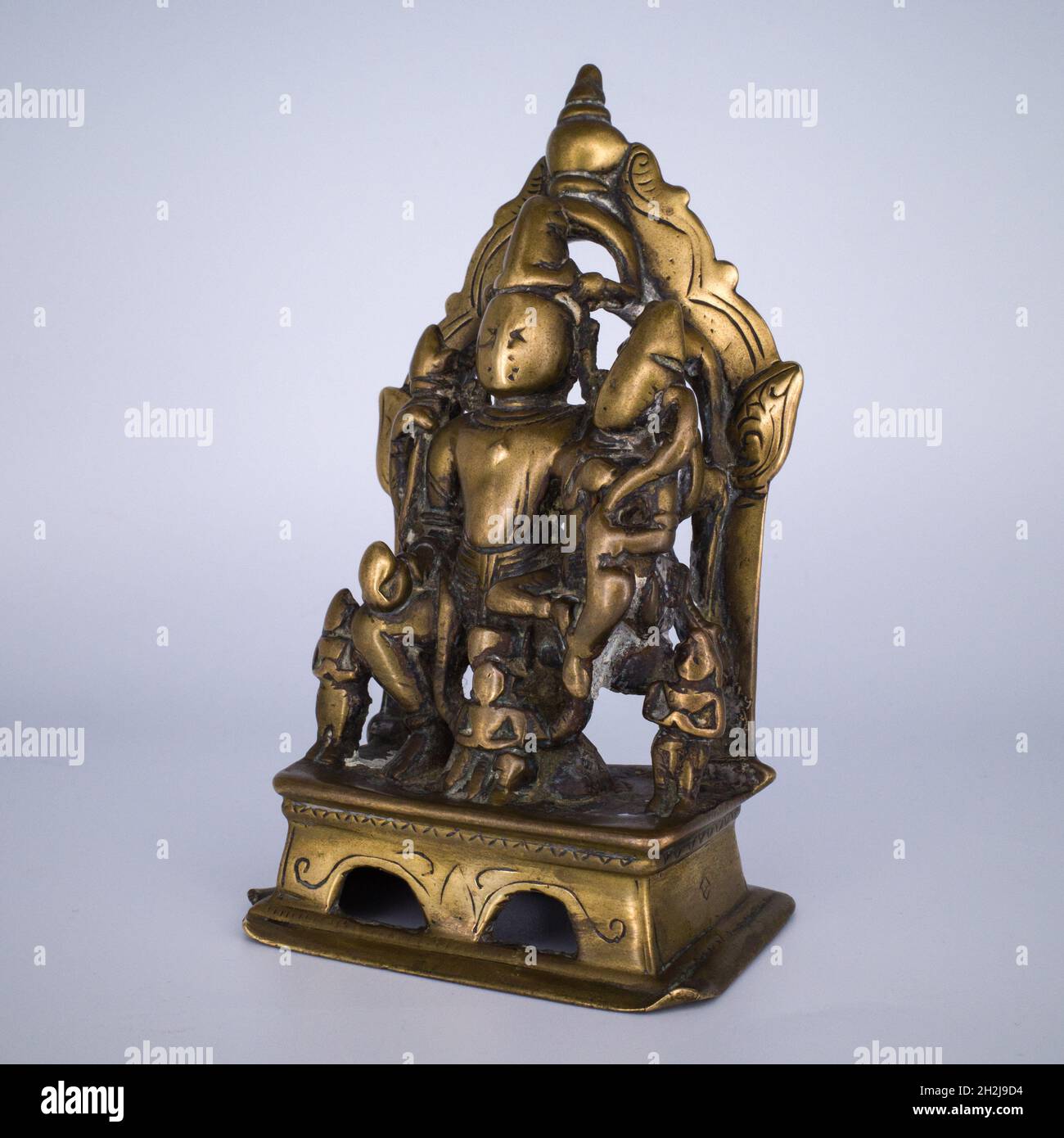 Antique Indian Copper Alloy Shrine of Lakshmi-Narayana. Gujarat, Western India, 17th century Stock Photo